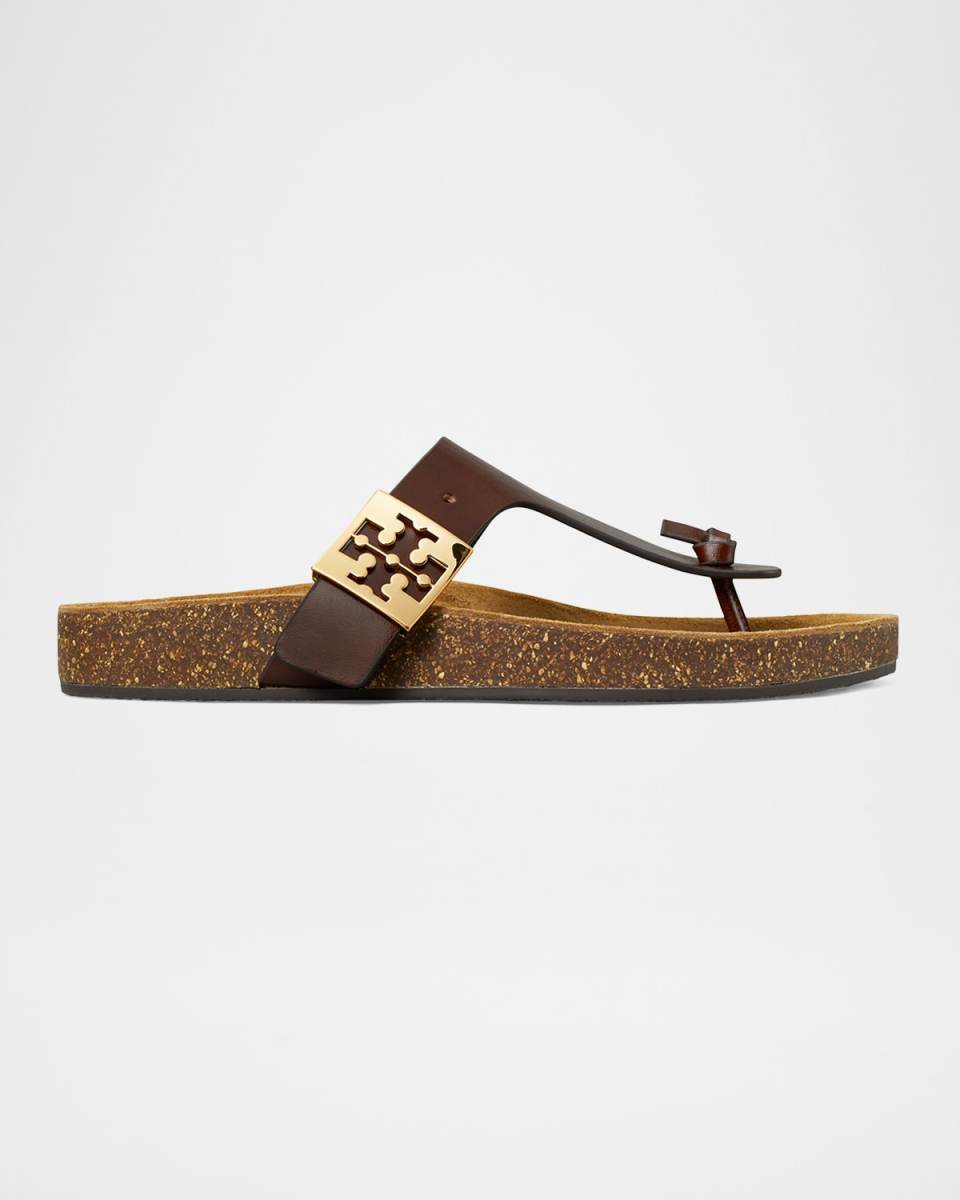 Mellow Leather Buckle Thong Sandals